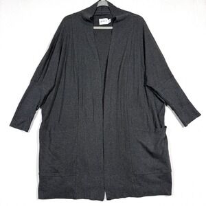 Pact Organic Cotton Airplane Cardigan Womens Large XL Grey‎ Pockets Lagenlook